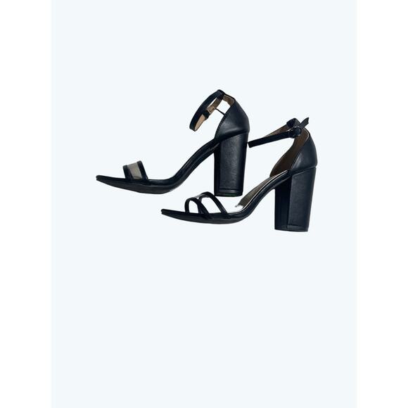 Modern Rebel Black Strappy Chunky Block Heel Sandals Women's Size 8 Open Toe - Picture 6 of 12